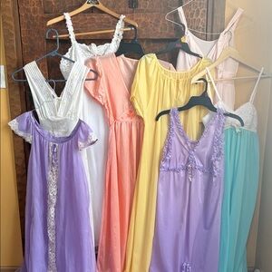Lot of Eight Vintage Nightgowns